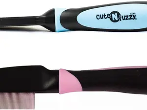 cuteNfuzzy Pet Flea Comb Stainless Steel Pins for Cats & Dogs Pink