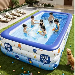 Kids Inflatable Pool, Automatic Inflate in Minutes! Backyard Summer Fun for Whole Family