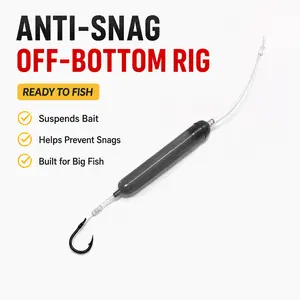 Anti-Snag Off Bottom Single Hook Fishing Rig, Suspended Bait Hook Rig for Bass Catfish Carp, Weedless Bottom Fishing Leader, Works with Worms Corn Dough Bait, Big Fish Catching Tackle