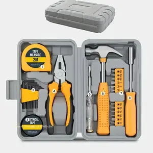 Multipurpose Hand Tool Set with Plastic Tool Box, 24pcs/set Universal Household Manual Tool Set, Professional Hand Tool Kit for Home & Office