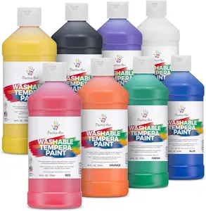 Positive Art Washable Paint for Kids – 16 oz Bottles, Made in USA, Tempera Paint Set – Bulk Classroom Paints for Students, Finger Painting, School Use – 8 Pack
