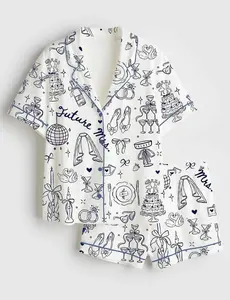 Future Mrs Bride To Be Gift In My Engaged Era Satin Short Pajama Set, Gonna Get Married Coquette Wedding Bride Short Pajamas, Matching Family Sleepwear Set, Pajama Set For Men Women Kids