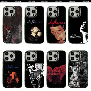 Band D-Deftones Phone Case For iPhone 17 Pro Max Air,16,15,14,13,12,11,Mini,Pro,MAX & Samsung Galaxy S26 S25 S24 S23 S22 S21 Ultra Plus FE Gray Matte Silicone Black background Cover def tones
