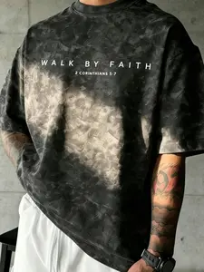 Christian Faith Shibori T-Shirt, 'by Faith We Walk' Vintage Streetwear Top, Unique Design, Perfect for Daily Wear & Gifts