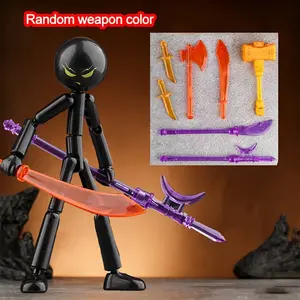 Cool Matchstick Man Multi-Jointed Action Figure, Full Jointed Flexible Poseable, Includes DIY Assembly Parts, 3-Pack, Action Figurine, Kids Educational Toy