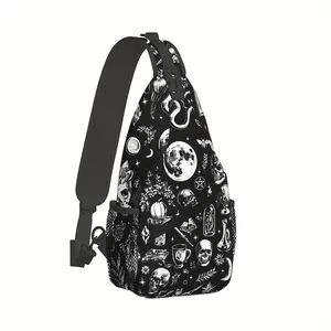 [Made in US] Crossbody Chest Bag Hiking Backpack Gothic Witch Witchcraft Shoulder Bag Folding Large Capacity Fashion Durable Can Be Used for Shopping, Work, Leisure Travel Beach Bag Fishing Backpack