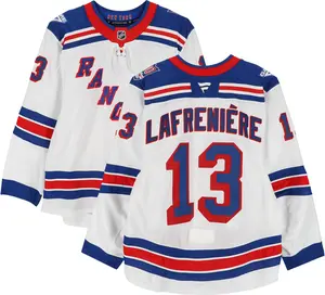 Alexis Lafreniere New York Rangers Game-Used #13 White Jersey vs. Buffalo Sabres on October 9, 2024