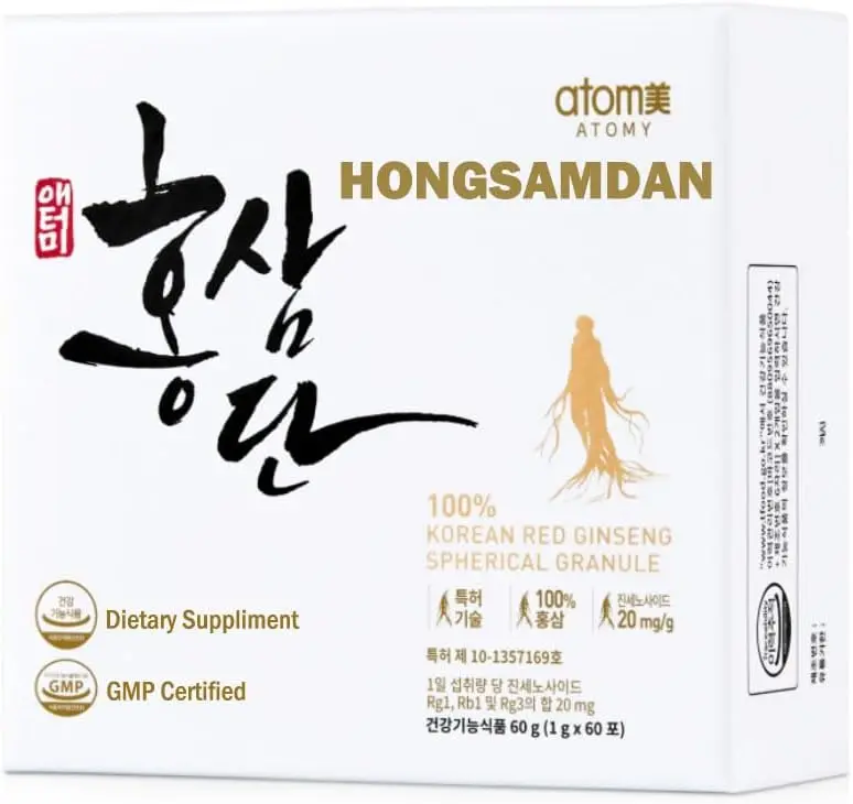 Atomy Hongsamdan Korean Red Ginseng Spherical Granules (Hongsamdan) - 100% Pure Red Ginseng, 60