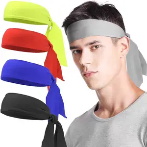 Simple sweat-absorbing sports hair accessories outdoor men's cycling fitness running geometric headband strap type long headscarf headgear yoga workout band