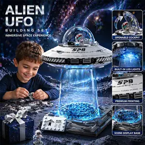 Alien Universe Spacecraft UFO Astronaut Educational Building Blocks, Creative Construction Model Toy for Kids, Sensory Play, Brain Development, Ideal Birthday Gift for Children