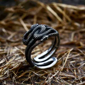 GTHIC Twist Snake Stainless Steel Animal Ring Biker Ring for Men Gothic Accessories for Daily Wear