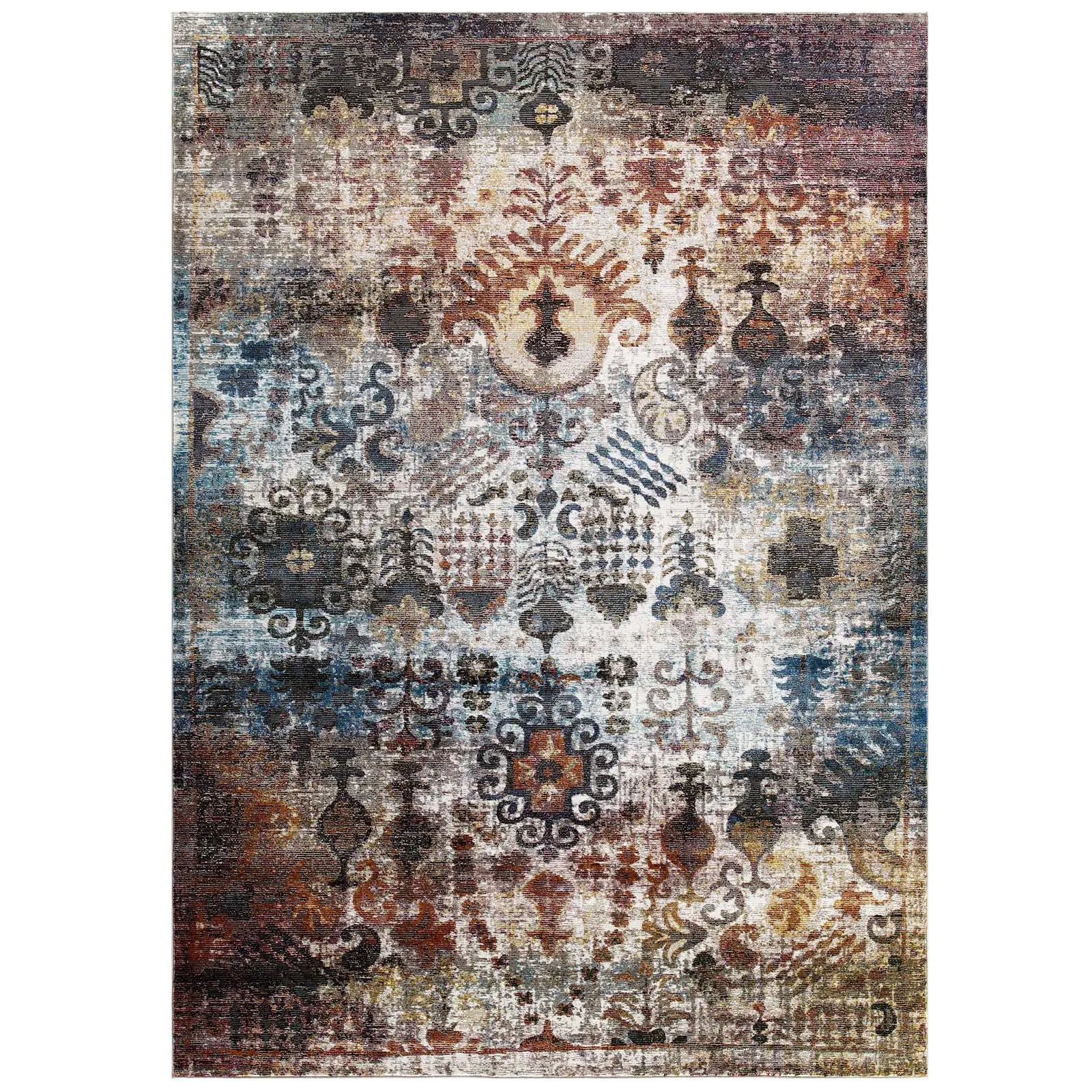 Success Tahira 4x6 Multicolored Distressed Vintage Floral Moroccan Trellis Area Rug, Flower Rugs, Elegant Living Room Decor with Floral Accents & Colorful Ethnic Style Design, Elegant Rug