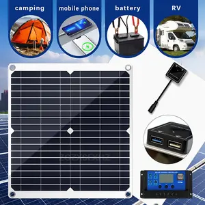 25W Flexible Solar Panel Monocrystalline Solar Panel Portable Charger for Outdoor, Cell Phone, Camping, Traveling, Rooftop, RV, Car, etc. Emergency Power Supply