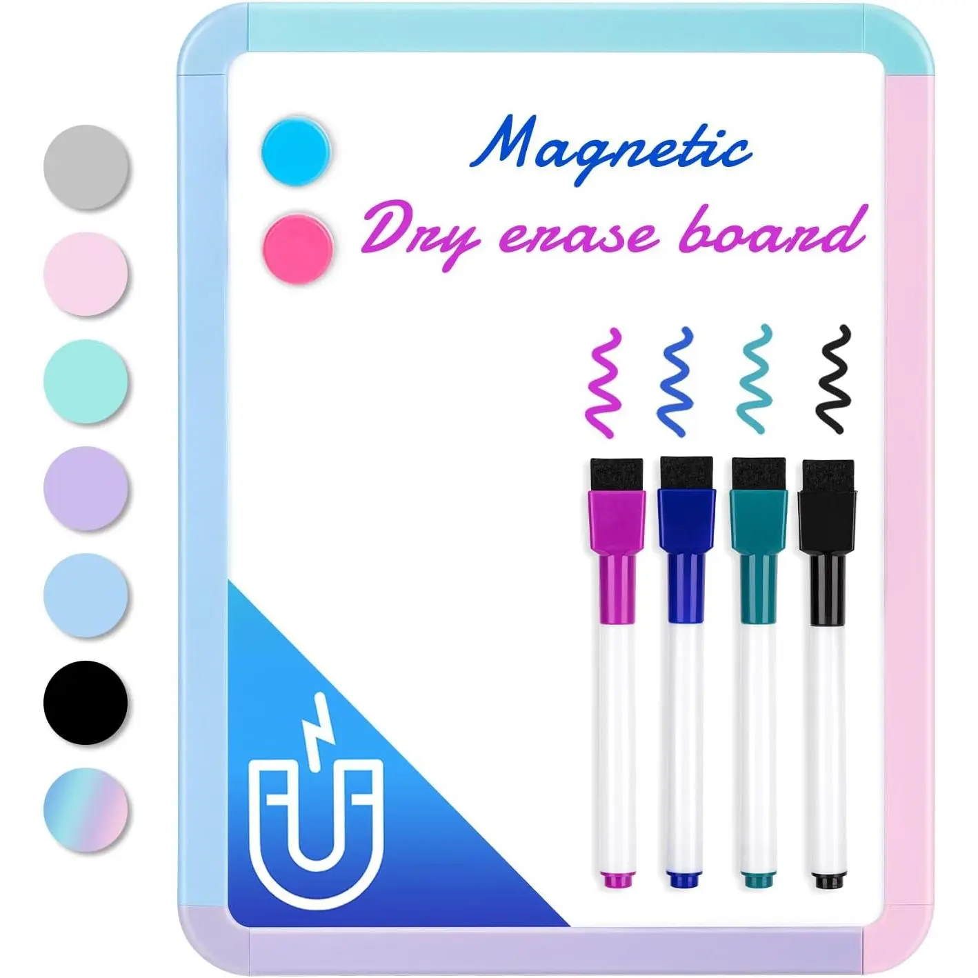 Small White Board Dry Erase, 8.5'' x 11''  Dry Erase Board, Mini Whiteboard with Markers for , Students, Fridge, Wall, Locker