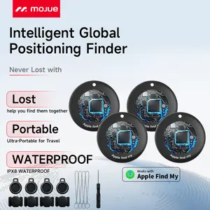 Air Tracker Tags-4 Pack: Smart Bluetooth Tracker,  Tag Locator for Cars, Pets, Keys, Luggage, Satchel, Weatherproof Case, Anti-Lost Device, Works with Apple Find My (iOS Only), No Monthly Fees, IP67 Waterproof, Replaceable Battery Remote