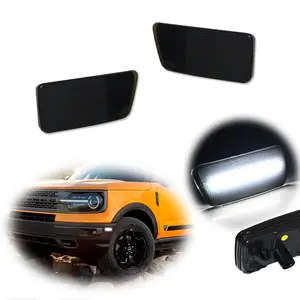 2pcs Smoked Front White LED Bumper Side Marker lamps Lights For 2021 2022 2023 2024 Ford Bronco Sport,Replace OEM FO2551148, FO2551148C, 330-1410R-AS-Y, 3301410RASY