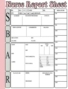 SBAR Nurse Report Sheet Notebook: Nurse Brain Sheet