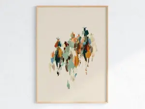 Abstract Cowboy Herd Poster, Western Wall Art, Modern Ranch Decor1 - (Unframe)