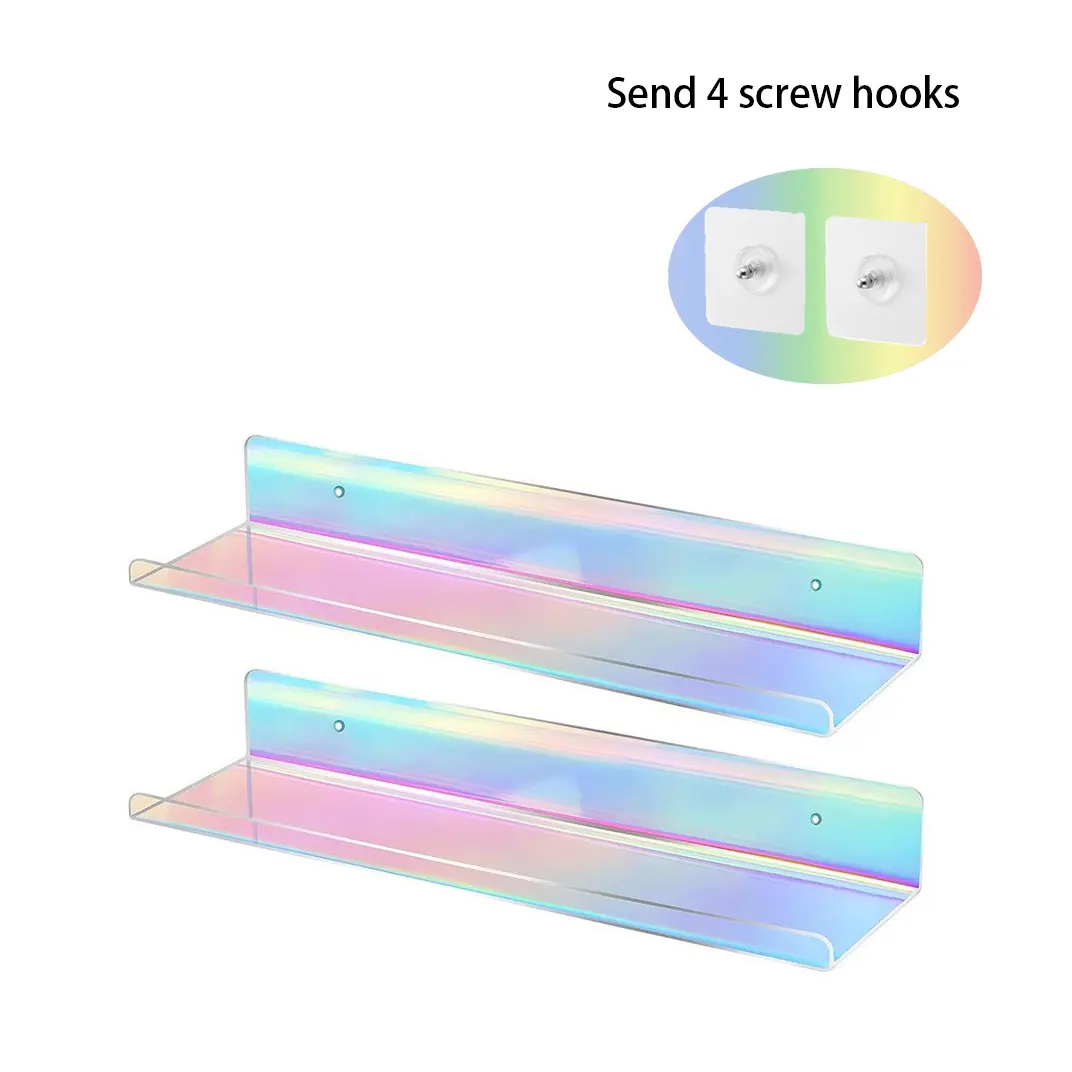 Acrylic Wall Display Shelves Set of 2, Transparent & Colorful Design, Ideal for Room, Store, Office, Bathroom Storage Organization, Wall Mounted Organizer, Wall Mounted Shelf, Organizing