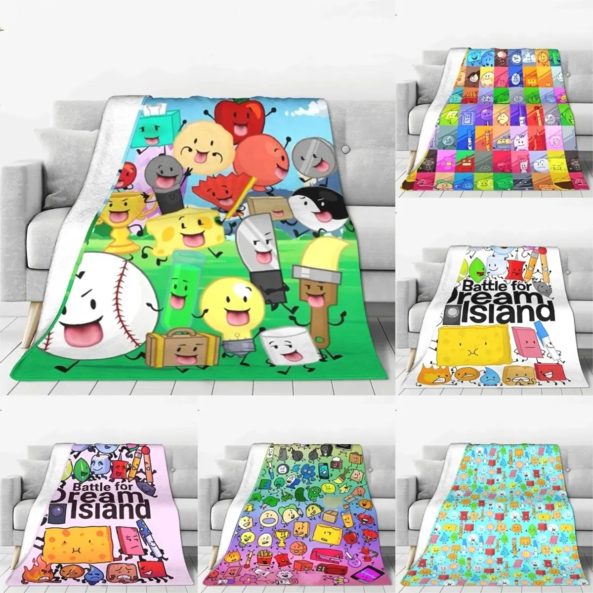 BFDI Inanimate Insanity Cartoon Classic Soft Comfy Blanket - Breathable Flannel Fabric, Lightweight Plush, All Seasons Home Decor, Couch/Bed Use, Gift Idea