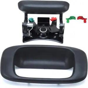 Tailgate Handle Latch and Bezel Trim with 2 Pairs Rod Clips for 1999-2007 Chevy Silverado GMC Sierra 1500 2500 3500 | Replaces# 15997911, 15228539, 15228541, 15228540, 77488