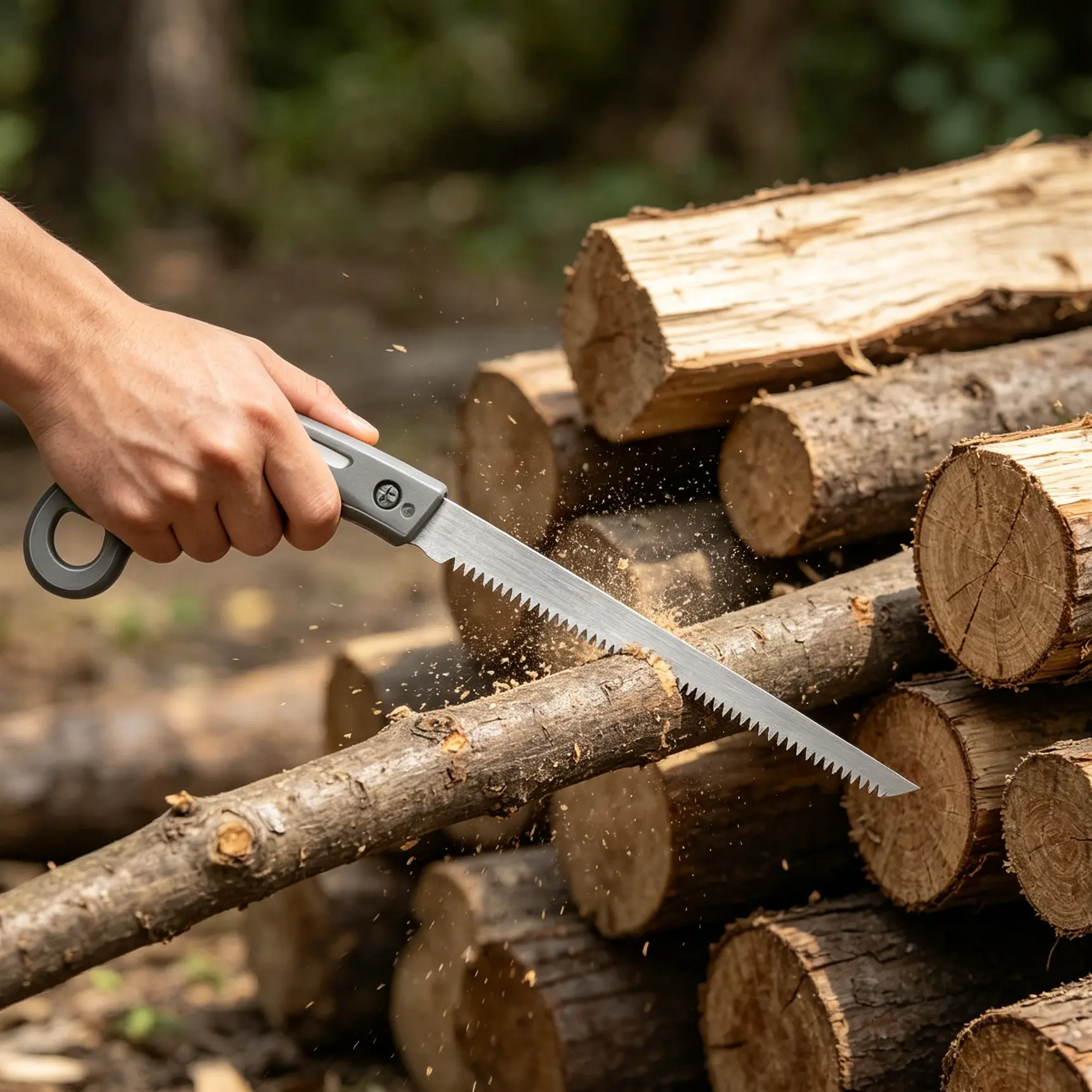 Compact Type Fine-Tooth Hand Saw with Safety Lock & Slip-Proof Grip, Rugged Portable Cutting Tool for Woodworking, Wood Panels, Domestic Bamboo Processing