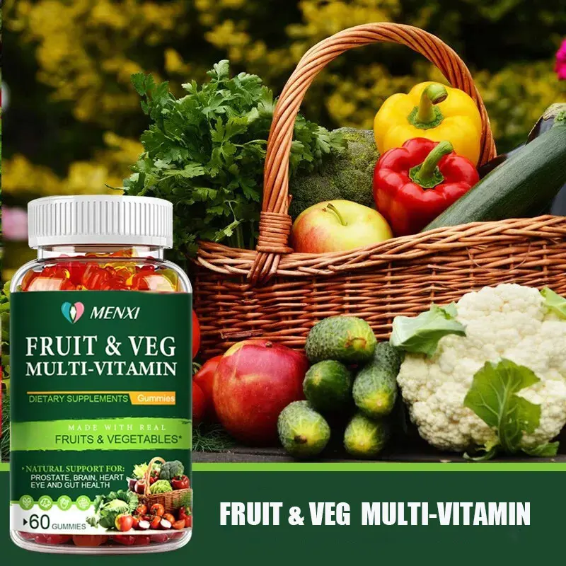 Fruit and Vegetable Multivitamin Gummies - Balance Your Daily Health and Energy - Contains Multiple Vitamins and Minerals for Adults and Teens 60 Gummies per Bottle