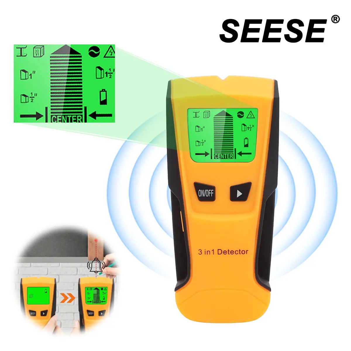 SEESE Digital Stud Finder Wall Scanner – 3 Modes Wood/Metal/Live Wire Detector with Backlit LCD & Center Finding SEESE Digital Stud Finder Wall Scanner – 3 Modes Wood/Metal/Live Wire Detector with Backlit LCD & Center Finding