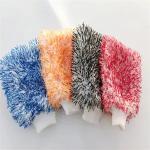 BEAR FORCE Ultra Soft Plush Microfiber Car Wash Mitt, Fine Wash Mitt Glove with White Wristband