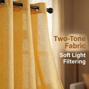 Cozy Curtain 4 Panels 34x95 Inch, plain cationic curtains, made of cationic two-color yarn fabric, with iron ring style, easy to install, high-end and elegant, can better decorate your home, L18-1