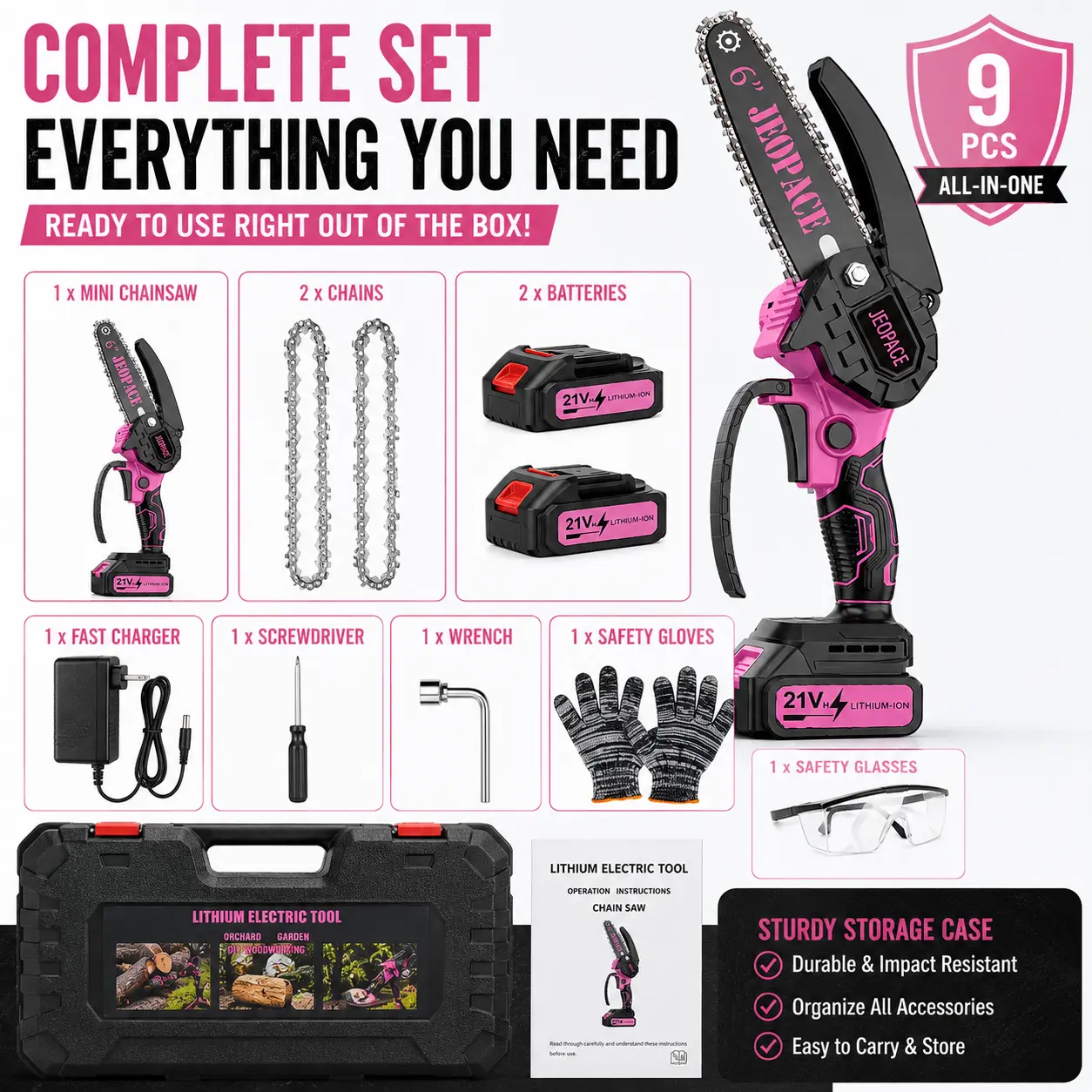 Mini Chainsaw Cordless 6 inch, Handheld Electric Power Chain Saw with Battery for Tree Trimming Wood Cutting, Best Gifts for Father, Dad, Husband