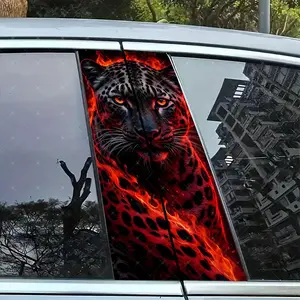 2pc Jaguar Car B Pillar Protection Sticker, Easy Peel & Stick, Sunproof Waterproof Scratch Resistant, Fits All Cars, Car Exterior Decoration, Vehicle Decoration, Car Decals