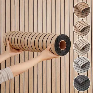 Self-Adhesive Vinyl Wall Tiles, Multi-Color Striped Design, Easy Installation, Seamless Pattern Match, Ideal Indoor Decoration, Peel and Stick Wallpaper Designs