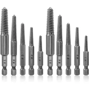 10 Pieces Damaged Screw Remover and Extractor Set 1/4 Inch Hex Shank Broken Screw Extractor Drill Bit Screws Bolts Quick Stripped Removal Tool