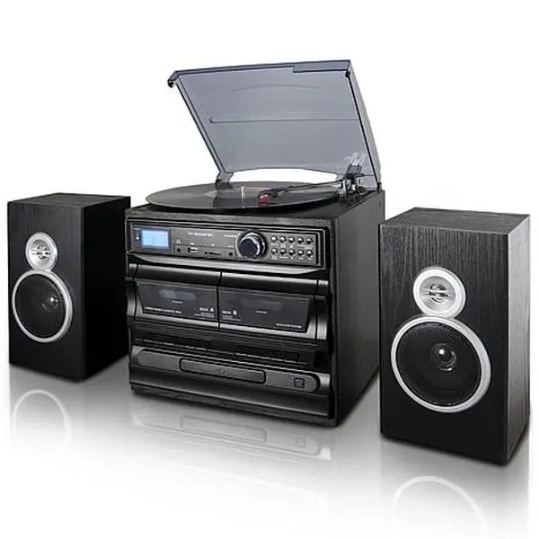 Trexonic 8-in-1 Black 3-Speed Turntable Stereo System w/ Recording Trexonic 8-in-1 Black 3-Speed Turntable Stereo System w/ Recording