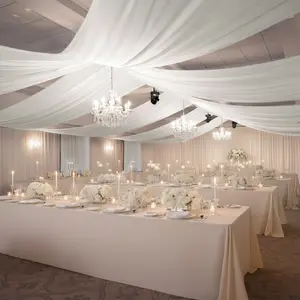 Ivory 4-Way Stretch Spandex Event Curtain Drapes, Wrinkle-Free Backdrop Panel with Rod Pockets - 5ft x 20ft