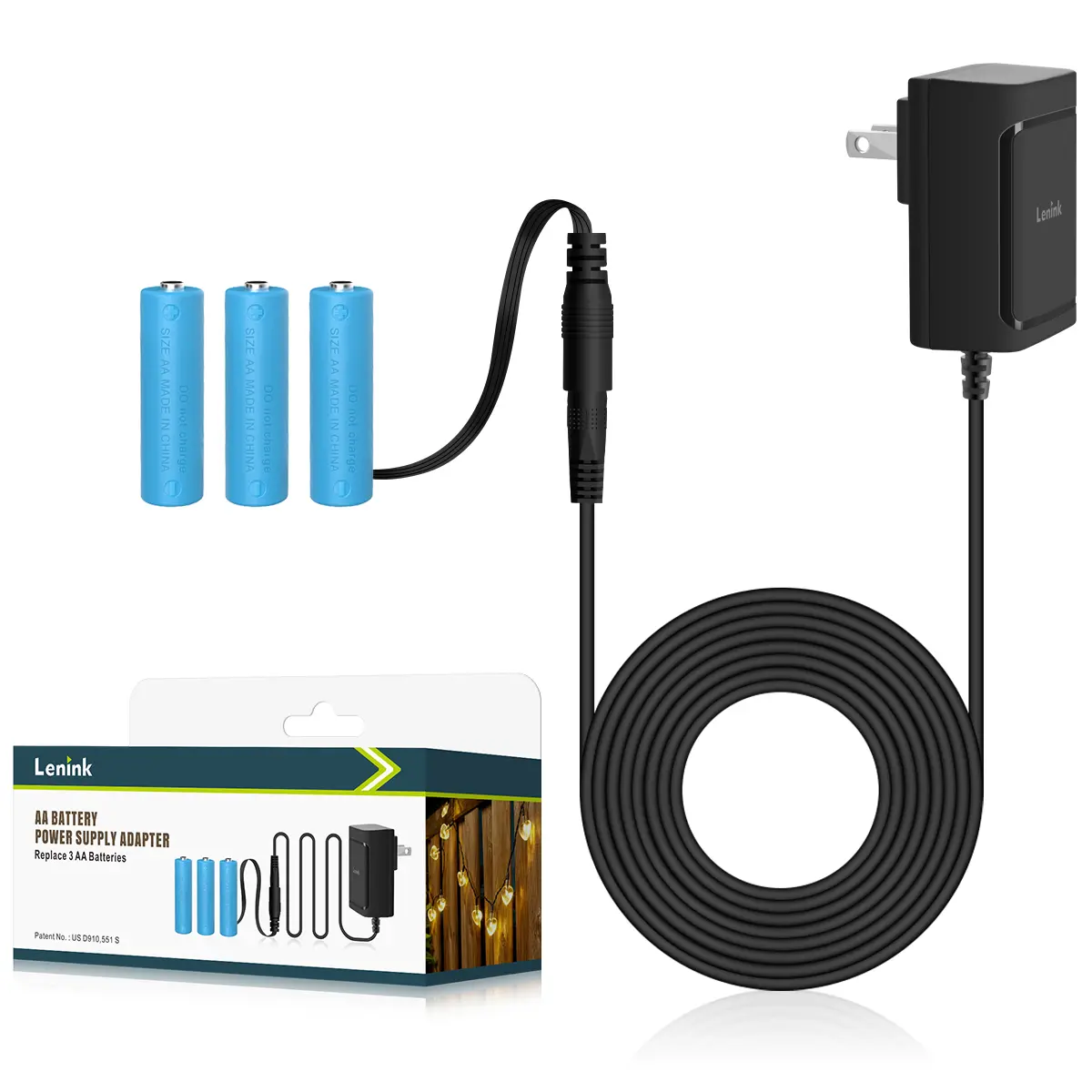 Lenink AC Power Supply Adapter for 3 AA Battery, AA Battery Replacement Adapter for LED Light, Decorations
