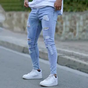 Men's Ripped Skinny Jeans, Comfortable Stretch Cotton Denim with a Tapered Leg for a Confident Fashion Look, Menswear