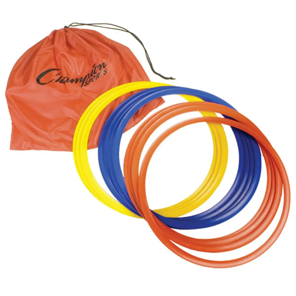 212 MAIN 4-Piece 16-in. Plastic Gymnastics Speed Ring Set (Red,Yellow,Blue) - Athletic Training Agility Equipment, Quick Setup, Portable, Includes Carry Bag for Speed Practice Fitness Enthusiasts