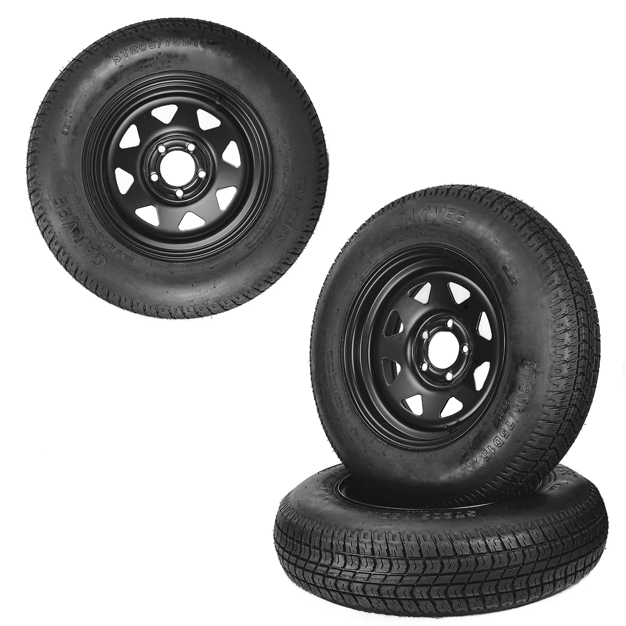 Heavy Duty Trailer Tire & Wheel Set – 2-Pack 4.80-12 or 5.30-12, 12" Rims, 6PR Load Range C, 4/5 Lug, All-Weather for Utility, Boat, Camper, Cargo Trailers, Easy Assembly, Durable
