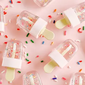 Cupcake Lipgloss - Clear Plastic Bottle with Colorful Sprinkles, Ideal for Makeup Application, Hydrating Moisturizer outdoorfun Moisture Moisturizing Cosmetic Hydrate Lipstick Glossy