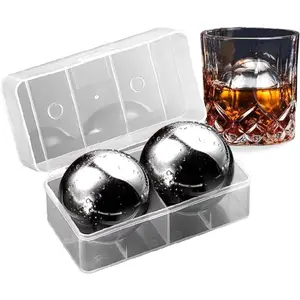 2Pcs XL Stainless Steel Whiskey Balls, Metal Reusable Ice Cubes, Round Ice Balls for Whiskey Beverage Chiller Stones Rocks, Gifts for Men Husband Birthday
