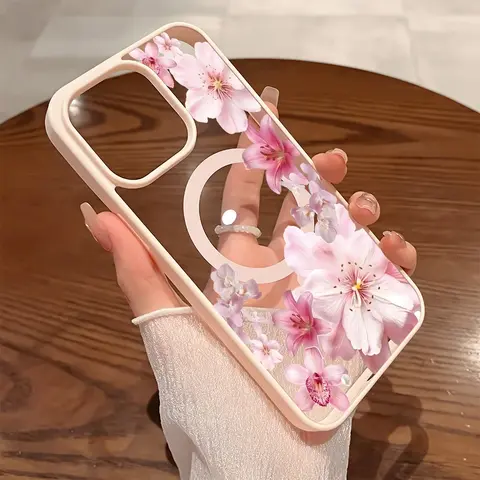 Premium Magnetic Phone Cases for iPhone18/12/13/14/15/16//17/Air/promax/Plus Pink Tropical Flowers CoquetPattern y2k cased MagSafe Ready, Anti-Fall, Springtok and Ultra-Thin Design | Perfect for Everyday Use Protector Screen Protector Aesthetic Resistance