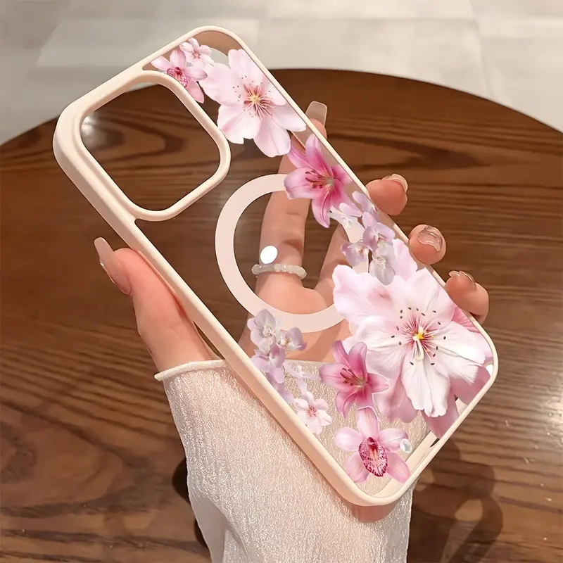 Premium Magnetic Phone Cases for iPhone18/12/13/14/15/16//17/Air/promax/Plus Pink Tropical Flowers CoquetPattern y2k cased MagSafe Ready, Anti-Fall, Springtok and Ultra-Thin Design | Perfect for Everyday Use Protector Screen Protector Aesthetic Resistance