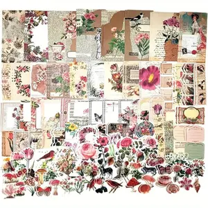 200PCS Vintage Scrapbooking Supplies Kit - Scrapbooking Colorful Sticker Paper, Sticker Set Paper, Nature-Inspired Ephemera, Office Stationery for Journaling, Cottagecore Room Decor, Scrapbook Planners