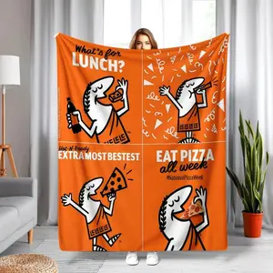 1pc Little Caesar Series Soft Beige Flannel Blanket - Flannel Blankets for Indoor/Outdoor Use, Halloween Celebrations, Couple Gifts