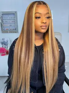 4x4 Glueless Wig HD Lace Wig Human Hair P4/27 Color Glueless Human Hair Wig No Glue Needed Pre-Cut Lace Suitable for Women Glueless HD Closure