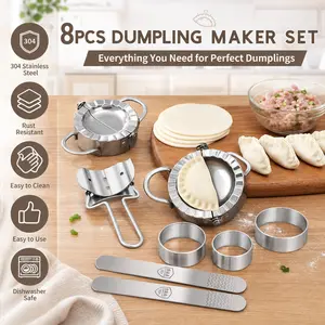 Dumpling Press Molds Set with Cutter – Make Dumpling Skins, Stuffing, Empanadas, Ravioli, Pierogies – Kitchen Accessories for Homemade Pasta & Pastry – Easy DIY Dumpling Maker
