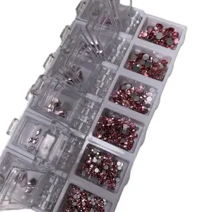 High Quality Crystals Variety Box for Nail Art - Assorted Colors in Clear Plastic Case