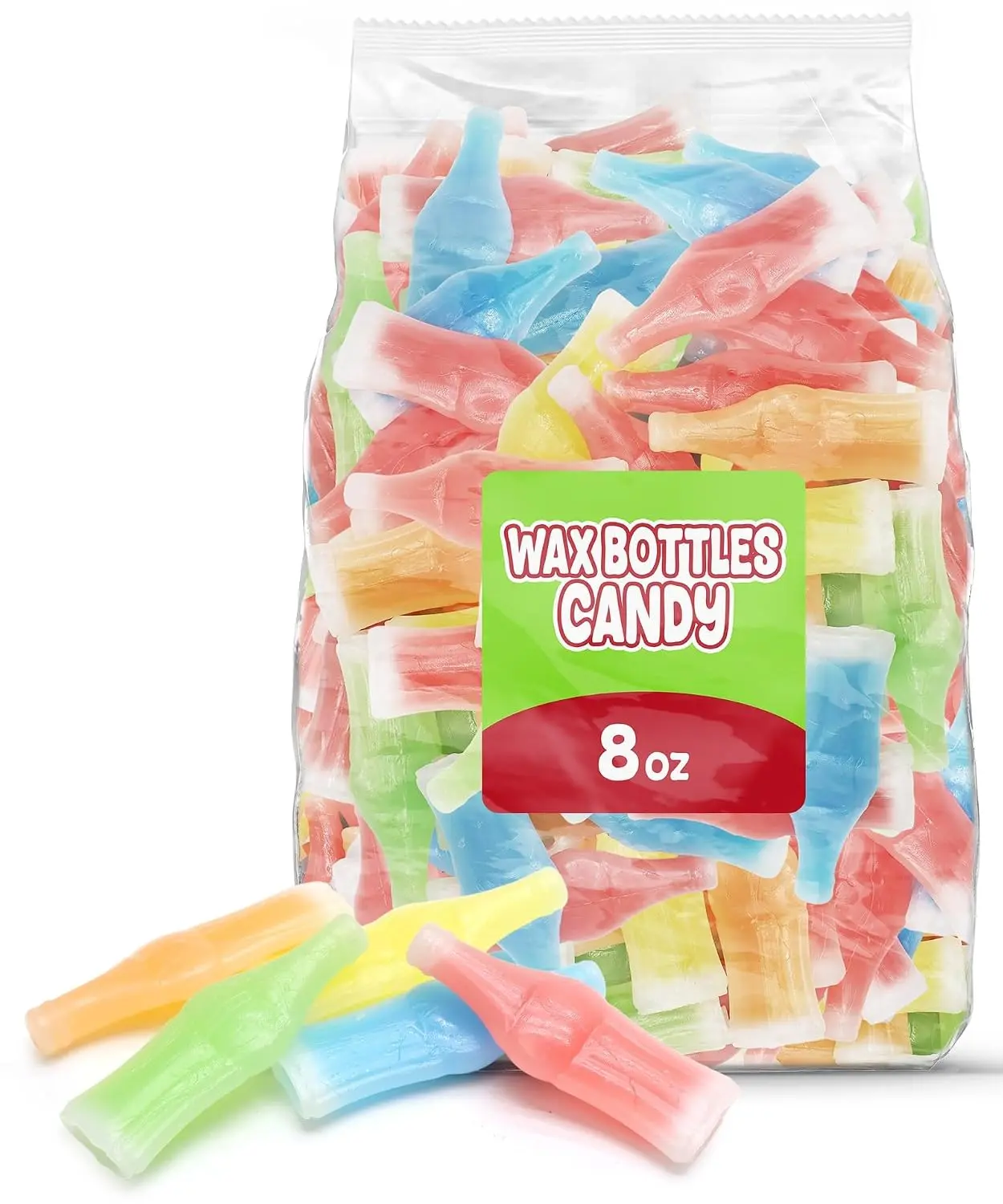 Wax Bottle Candy, 8 OZ Bag (½ LB), Retro Nostalgic Candies with Fruity | Retro Nostalgic Candies with Fruity Liquid Center, TikTok Trend Snack, Assorted Colors and Flavors, Heat Sealed for Freshness